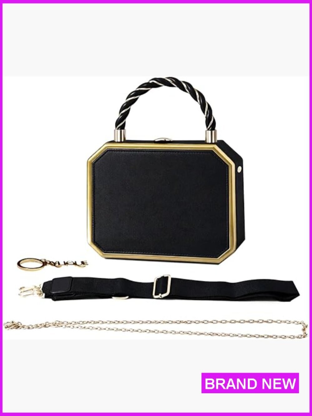 Faux Leather Crossbody Bag with Interchangeable Straps & Keychain Sling Purse